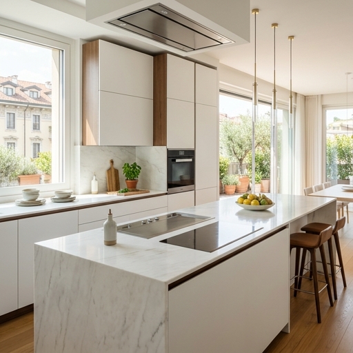 Cucina luminosa e pulita in un appartamento moderno milanese